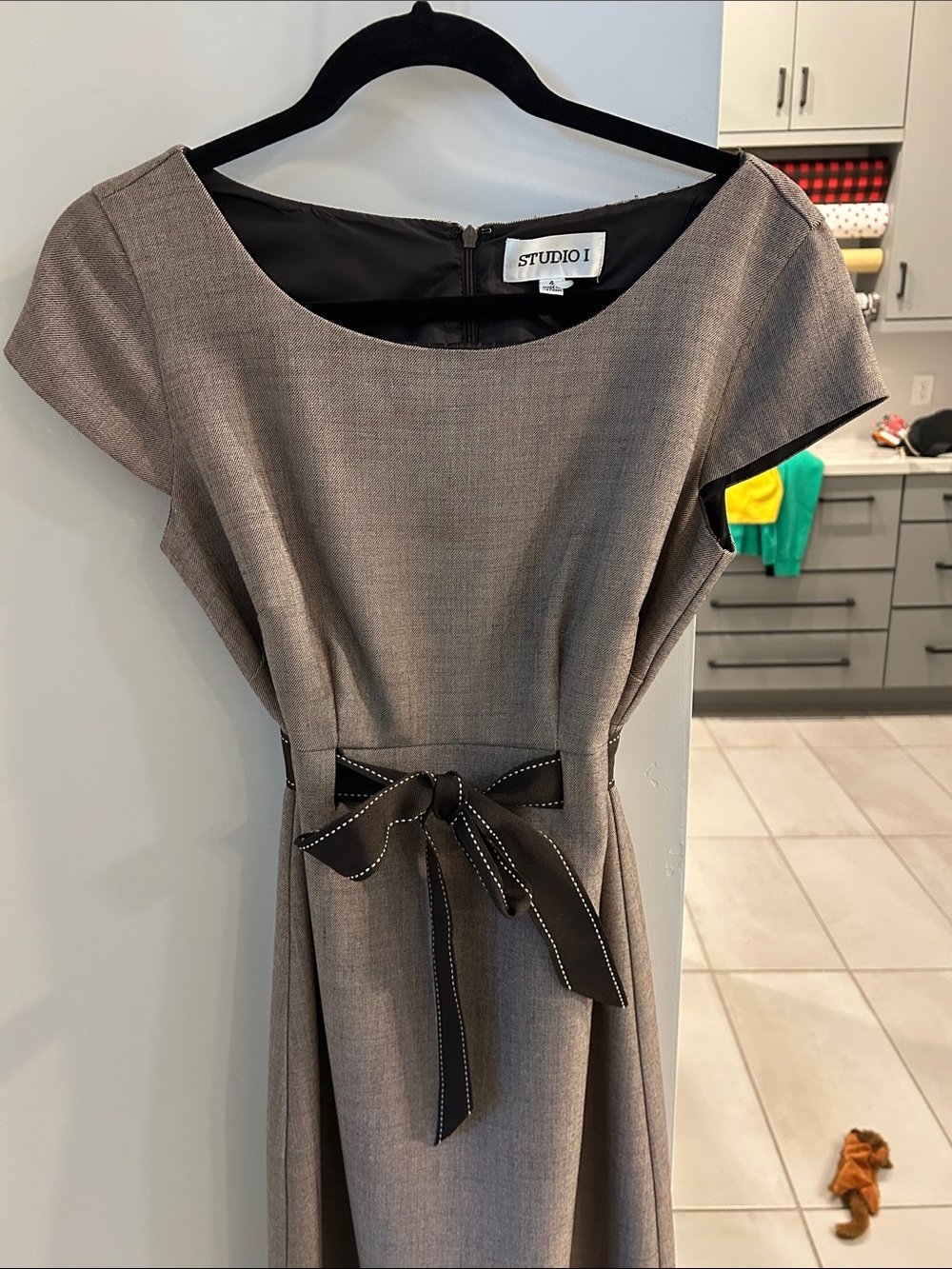 Studio I Taupe Dress with Black Contrast Trim